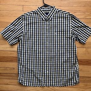 Fred Perry Black/White/Yellow Gingham Short Sleeve Button Down Shirt XL